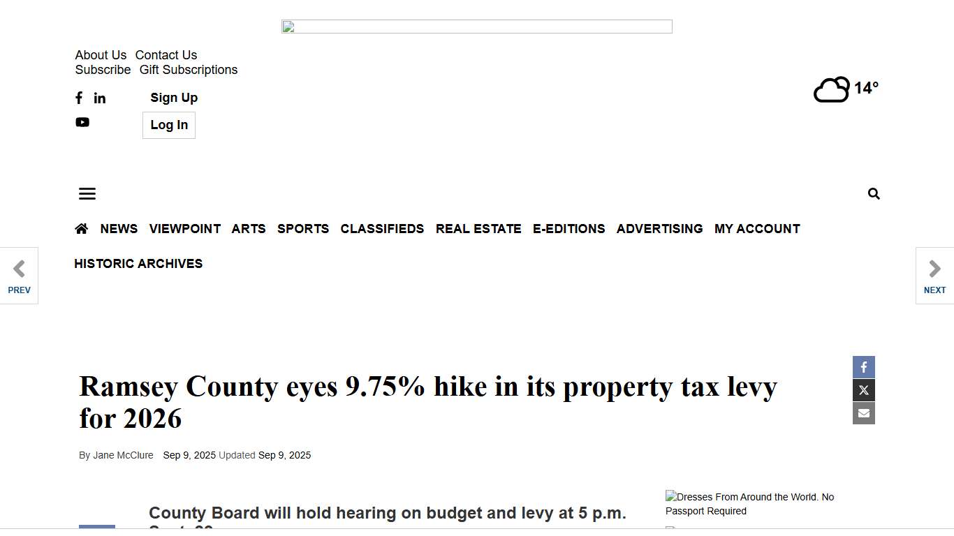 Ramsey County eyes 9.75% hike in its property tax levy for 2026 General News myvillager.com